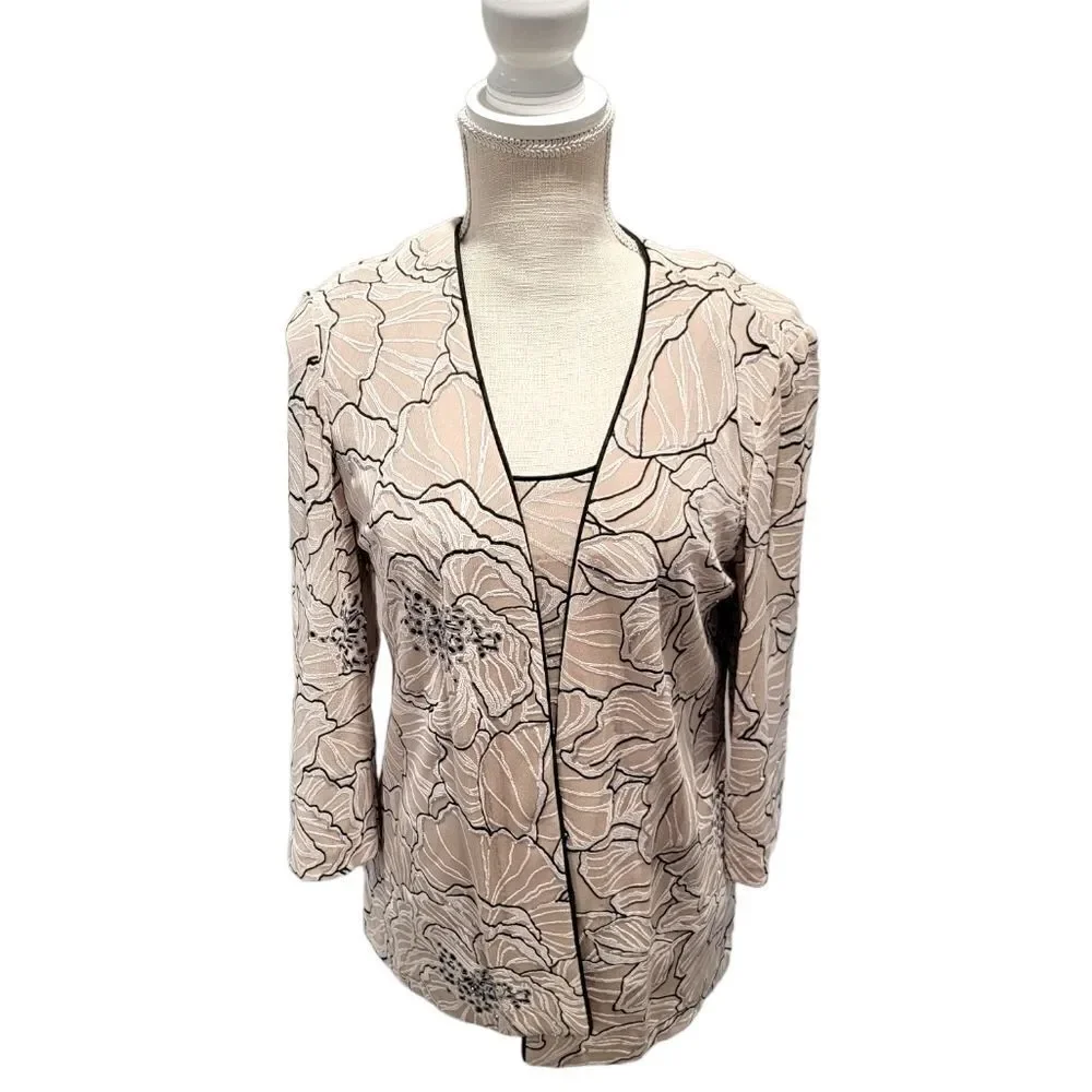 Alex Evenings Women's 3/4 Sleeve Glitter Embellished Jacket Small - Picture 2 of 8